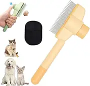 Conciset Self-Cleaning Pet Flea Comb Grooming Brush, Magic Pet Comb for Cats Dogs Grooming, Stainless Steel Metal Teeth Flea Comb with Release Button for Shedding Mats Loose Fur(Set 1)