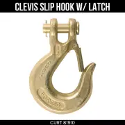 CURT Clevis Slip Hook, 1/2 Inch, Safety Latch, 35K lbs, 1-1/4 Opening, 81910