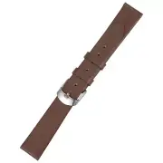 Genuine Leather Band 16mm Flat Leather Watch Strap for Men and Women, Dark Brown