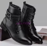 Hot Mens Biker Boots Pu Leather Pointy Toe Buckle Combat Work Casual Boots Shoes