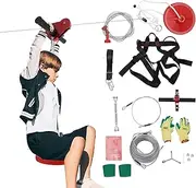 160FT Zipline Kit for Kids & Adults – Backyard Zip Line Set with Safety Harness, Stainless Steel Spring Brake, Trolley & Tree Protection, 330LBS Capacity
