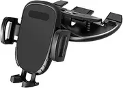 AIMALL Adjustable CD Slot Car Phone Holder, Automatic Locking, Shock Absorbent Silicone Grip, Universal Fit, 360° Rotation, Anti-Slip Base, for Navigation and Music, Black - Fits 2.55''-4.21'' Devices