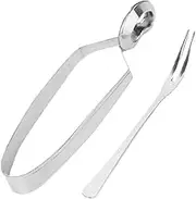 iplusmile 1 Set Snail Fork Food Cooking Clamp Tongs Clip Escargot Tool Serving Utensils Kitchen Tableware French Baked Snails Fork Snail Tong Home Tableware Silver Stainless Steel