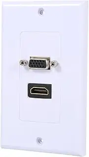 VGA Wall Plate, 1 Port Female + 1 Port VGA Female Wall Outlet Component Composite Video Socket Connector Face Plate Panel