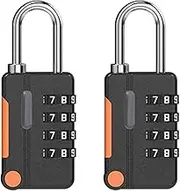 2Pack Combination Lock, 4 Digit Combination Padlock Set, Small Waterproof Padlocks, for School Gym Locker, Sports Locker, Fence, Toolbox, Gate, Case, Hasp Storage(Black)