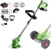 24V 3000mAh Cordless Lawn Weed Cutter Grass String Trimmer Electric Mower Pruning with 2pcs Batteries