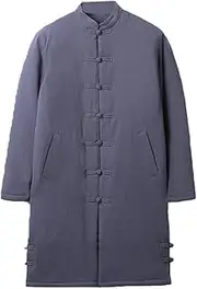 [MRYBD] Winter Warm Robe Tang Suit Men Hanfu Chinese Traditional Clothes, Cotton Martial Arts Kung Fu Uniform