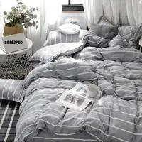在飛比找蝦皮商城精選優惠-臺灣公司貨☇條紋舒柔棉床包 灰色床包 寢具 床單 床包四件組
