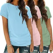 [SUNBS] Womens 3 Pack T-Shirts Short Sleeve Summer Tops Fashion Basic Tees Comfy Casual Vacation Outfits Workout Clothes 2025