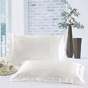 2Pcs Satin Silk Mulberry Pillowcase Cover Hypoallergenic Natural Silk Pillow Protector Soft Cushion for Hair and Skin