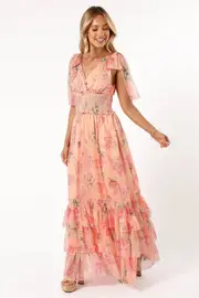 [PUP3] Fionna Maxi Dress - Peach Floral XS Peach