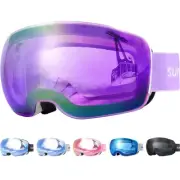 Adult Ski Goggles, Interchangeable Lens Anti-Fog Snow Snowboard Goggles for M...