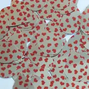 Sequin Teardrop 1.5" Sweet Hearts Print Red Silver Metallic