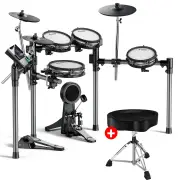 Donner Beat Electronic Drum Set 5 Drums 3 Cymbals Electric Drum - Drum + Black Throne