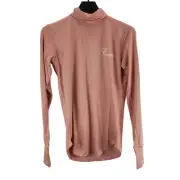 east42 womens top pink turtle neck long sleeve logo print size medium free p&p