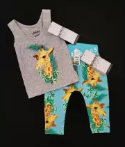 Bonds George Giraffe Chesty Singlet Stretchies Leggings Set 000 0-3 Months BNWT