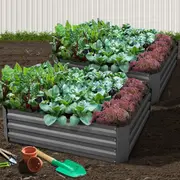 2x Green Fingers Garden Bed 120x90cm Planter Box Raised Container Galvanised Herb