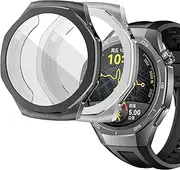 sciuU Protective Case compatible with Huawei Watch GT 5 Pro 46mm, [2 Pack] All-around Flexible TPU Case with Built-in Screen Protector, Soft Frame & Shockproof Cover fit GT5 Pro - Black + Silver