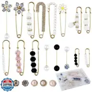 REDANHA 22 Pieces Retro Pearl Brooch Pins, Pant Waist Tightener Safety Pins f