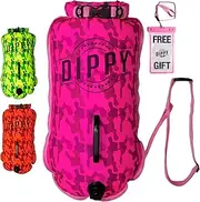 DIPPY Tow Floats for Open Water Swimming | 28L Swim Buoy Open Water Swimming Float | Waterproof Swimming Buoy | Tow Float Dry Bag | Wild Swimming Float | Wild Swimming Accessories (Pink Cammo)