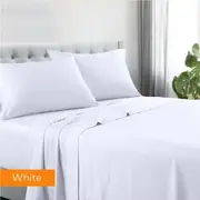1200TC Hotel Quality Soft Cotton Rich Sheet Sets Pillowcases Silky Touch All Size White / King Single