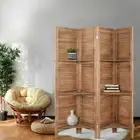 Foldable 4 Panel Room Divider Screen Paulownia Wood Bedroom Privacy Partition
