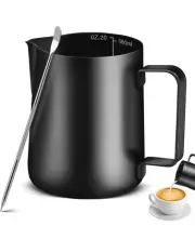 Frothing Milk Pitcher 20 oz/600 ml Stainless Steel Frothing Milk Jug with Lat...