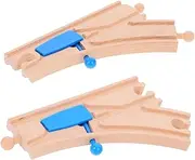 Safe Wooden Train Tracks 2pcs Curved Switch Tracks for Boys and Girls' Train Sets Enhance Imaginations Cognitive Skills