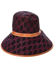 Gucci Logo Print Leather-Trim Wool-Blend Hat