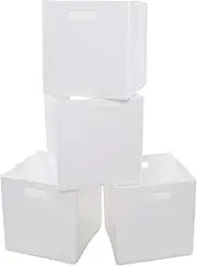 [Ponpong] 4 Packs Plastic Foldable Cube Storage Boxes, Collapsible Storage Cubes, White
