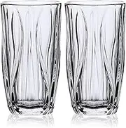 14oz Highball Glasses - Drinking Cups Fits for Milk, Ice Latte, Juice, Cocktail - Modern Glassware Set Lead-free Glass Branch Texture Dishwasher Safe - 4Pcs