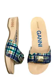 GANNI x DR. Scholl’s Sandals In Check Blue Iris Size US 9.5/Eur 40