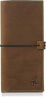 [WANDERINGS] Tall Leather Passport Holder and Travel Wallet - Large Genuine Leather Travel Organizer with RFID Blocking for Men and Women, Large Travel Passport Wallet, 4.25 x 9