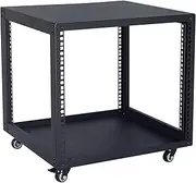 SC02 9U 19" Open Frame Network Server AV Gear Equipment Rack Mobile Storage Cabinet with Casters & a Shelf - for HsSome Audio & Video DJ Recording Studio Sound Equipment
