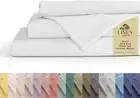 King Size 100% Cotton Percale Sheet Set, White, 4 Pieces - 1 Flat, 1 Fitted, 2 P