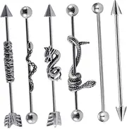 [COLLBATH] 2sets Stylish Industrial Bar Earring Set Plated Piercing Studs for Women 6pcs*2