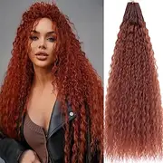 Micro Brazilian Braids Curly Crochet Hair 24 inch Water Wave Crochet Hair Afro Kinky Curly Red Braiding Hair Extensions Deep Wave Synthetic Crochet Hair For Wo
