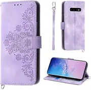 [AsWant] Wallet Case for Samsung Galaxy S10 - Premium Leather Flip Protective Case Magnetic Cover with Stand Function (Purple)