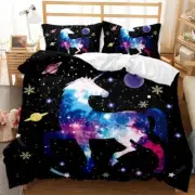 Colorful Unicorn 11 Quilt Duvet Cover Set Home Textiles Double Bedroom Decor