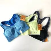 SET OF 3 CHAMPION WOMEN'S SPORTS BRA SUPPORT SIZE SMALL SPANDEX BLUE LIME BLACK