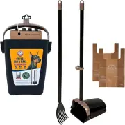 Dog Pooper Scooper Swivel Bin & Rake, Heavy Duty Poop Scoop + 2 Scented Bags
