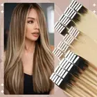 Tape In 100% Real Remy Human Hair Extensions Remi Skin Weft Full Head CLEARANCE