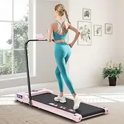 [Black Lord] Walking Pad Under Desk Treadmill with Handrail WK5H Series, 2.4HP Foldable Home Office Gym Exercise Fitness Equipment with Bluetooth APP & Wireless Control for Jogging Running, Pink