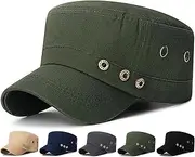 [Initlove] Cadet Army Cap Military Unisex Flat Top Hat for Men Women