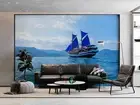 3D Ocean Sailboat Wallpaper Wall Mural Removable Self-adhesive 70