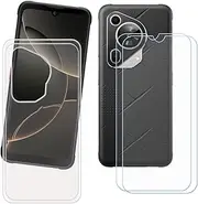 LCEHTOGYE Case for Fossibot F112 Pro + 2 Pcs Tempered Glass Screen Protector, Slim Transparent Shock-Absorption Soft TPU Bumper Protective Phone Case Cover for Fossibot F112 Pro (6,88")