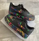 Air Force 1 Custom 'Black Cool Neon Splatter' Mens Womens Mens Womens Kids