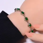 Tsavorite 925 Sterling Silver Tennis Bracelet 8.99" B_9730_696_6 Valentine Gift