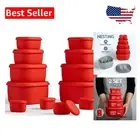 Red 12-Pack Airtight Silicone Meal Prep Containers - Nesting & Dishwasher Safe