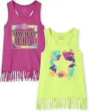 [The Children's Place] 2 Pack Girls Sleeveless Fringe Tank Top